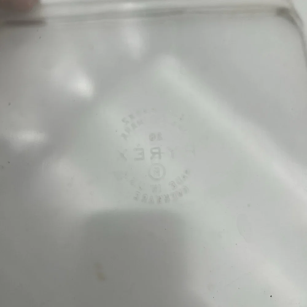 VTG Pyrex # 222 Clear Borosilicate Glass Text Block Logo 8x8x2